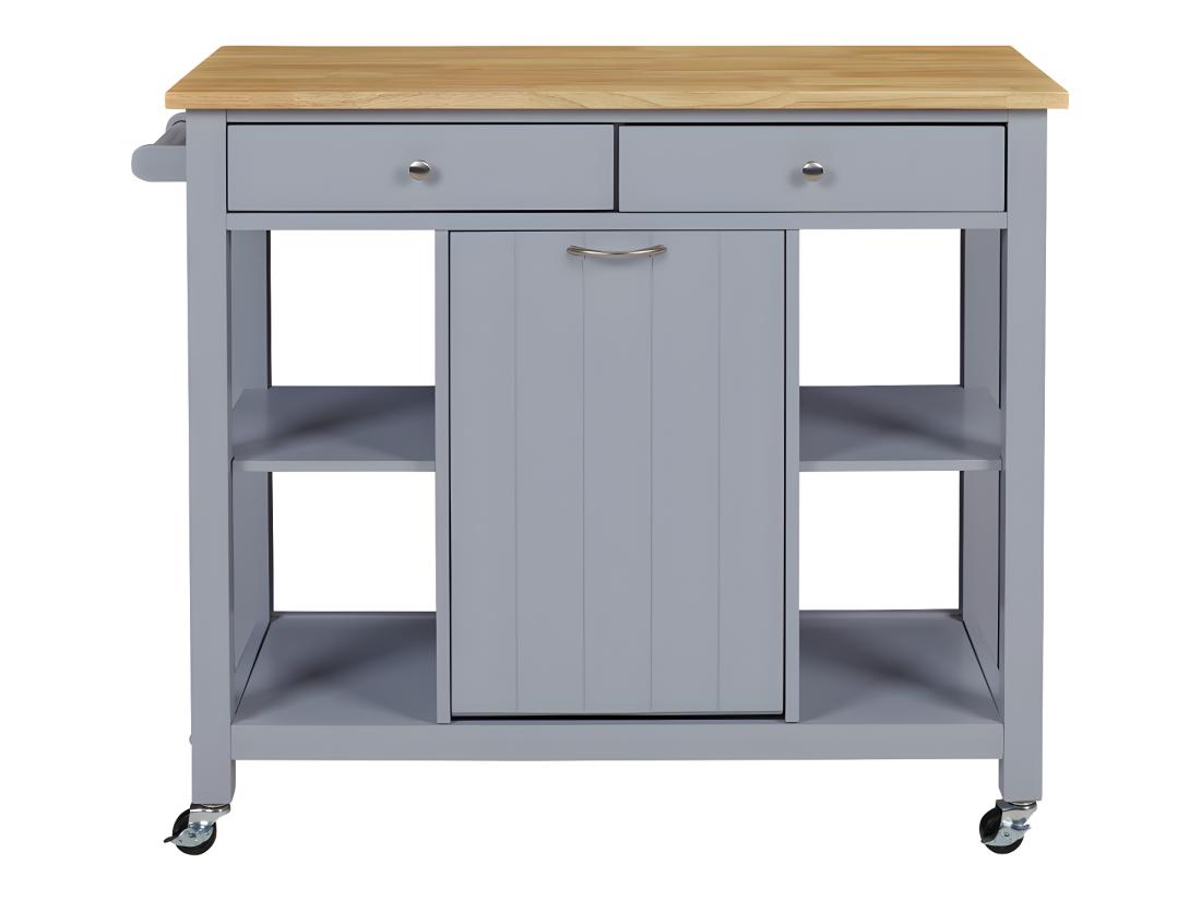 Vente Unique Desserte De Cuisine à Roulettes HALEY - 1 Porte & 2 Tiroirs - Hévéa