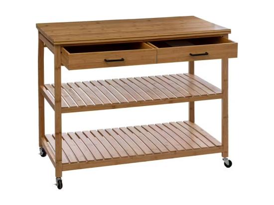vente unique Desserte Îlot de cuisine 4 niveaux en Bambou L 108 cm