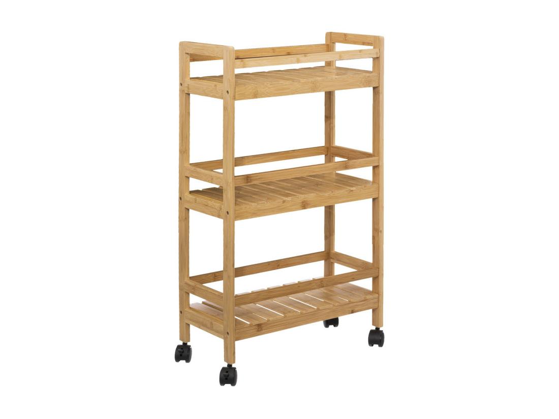 Vente Unique Desserte Roulante 3 Niveaux En Bambou H 80 Cm
