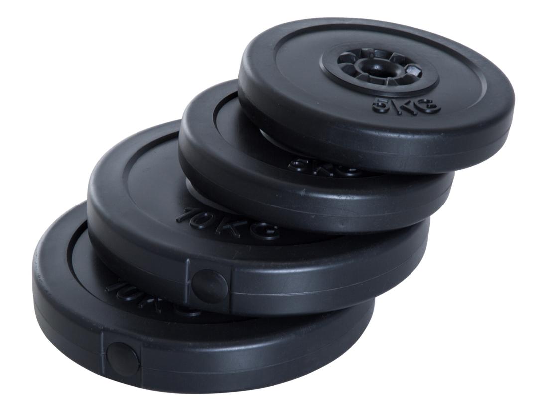 Vente Unique Disques De Poids - Lot De 4 Disques D'haltère - Ensemble De Poids 5 Kg Et 10 Kg - Poids Total 30 Kg - Entraînement Musculaire & Haltérophilie - HDPE Noir