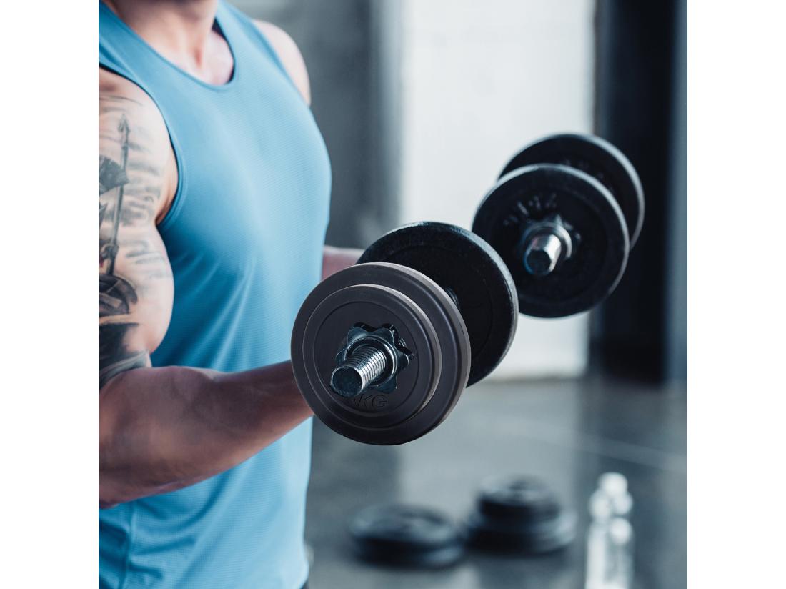 Vente Unique Disques De Poids - Lot De 4 Disques D'haltère - Ensemble De Poids 5 Kg Et 10 Kg - Poids Total 30 Kg - Entraînement Musculaire & Haltérophilie - HDPE Noir