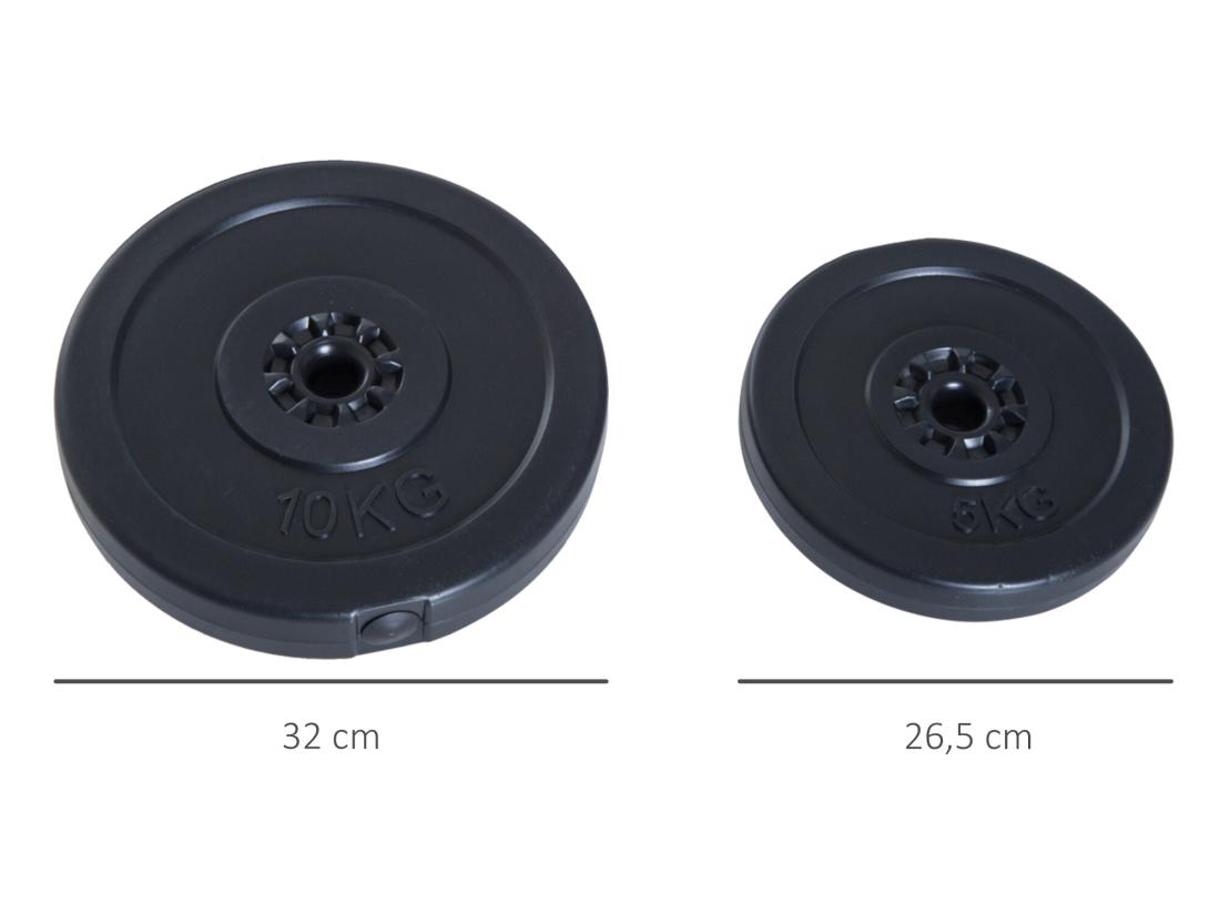 vente unique Disques de poids - lot de 4 disques d'haltère - ensemble de poids 5 Kg et 10 Kg - poids total 30 Kg - entraînement musculaire & haltérophilie - HDPE noir
