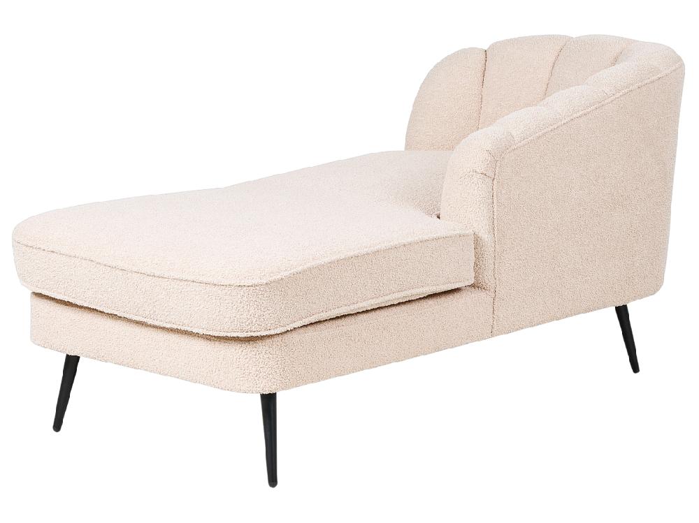 Vente Unique Divan Côté Droit En Bouclé Beige Clair ALLIER