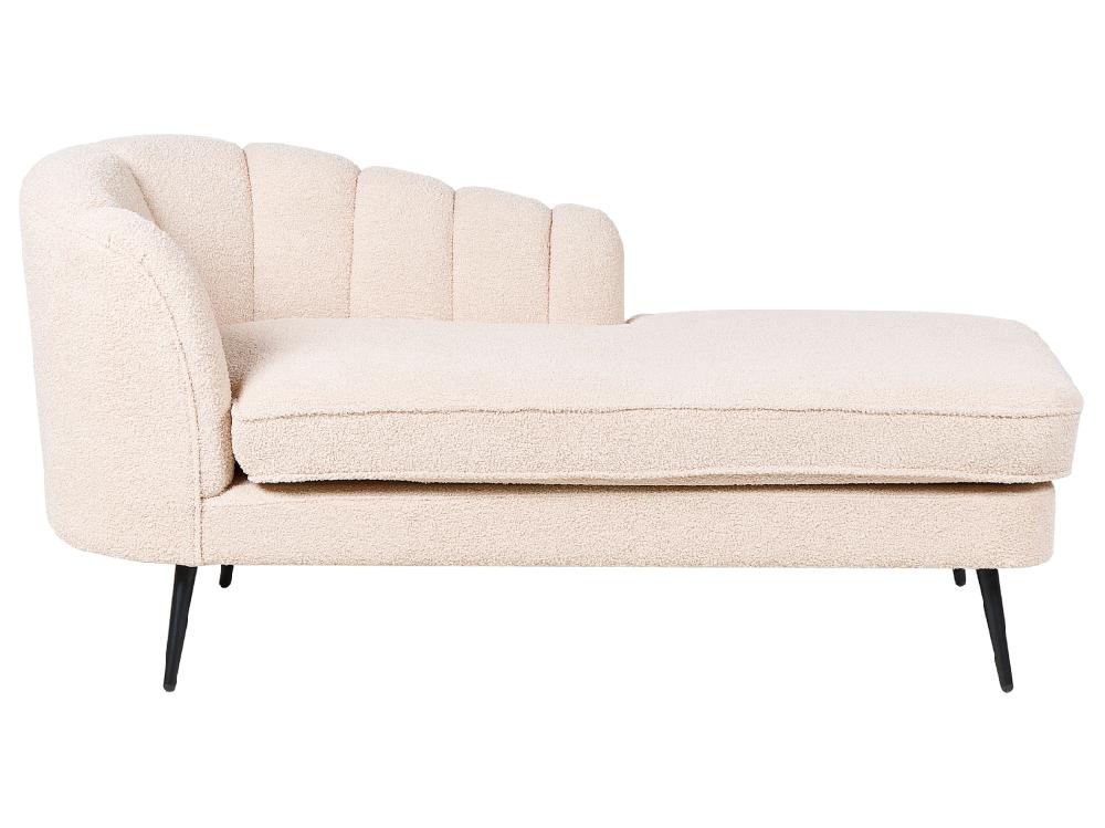 vente unique Divan côté droit en bouclé beige clair ALLIER