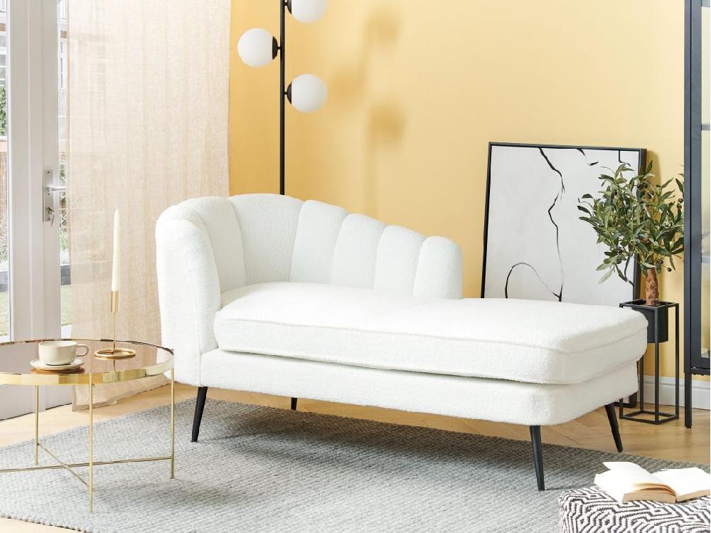 Vente Unique Divan Côté Droite En Bouclé Blanc Cassé ALLIER