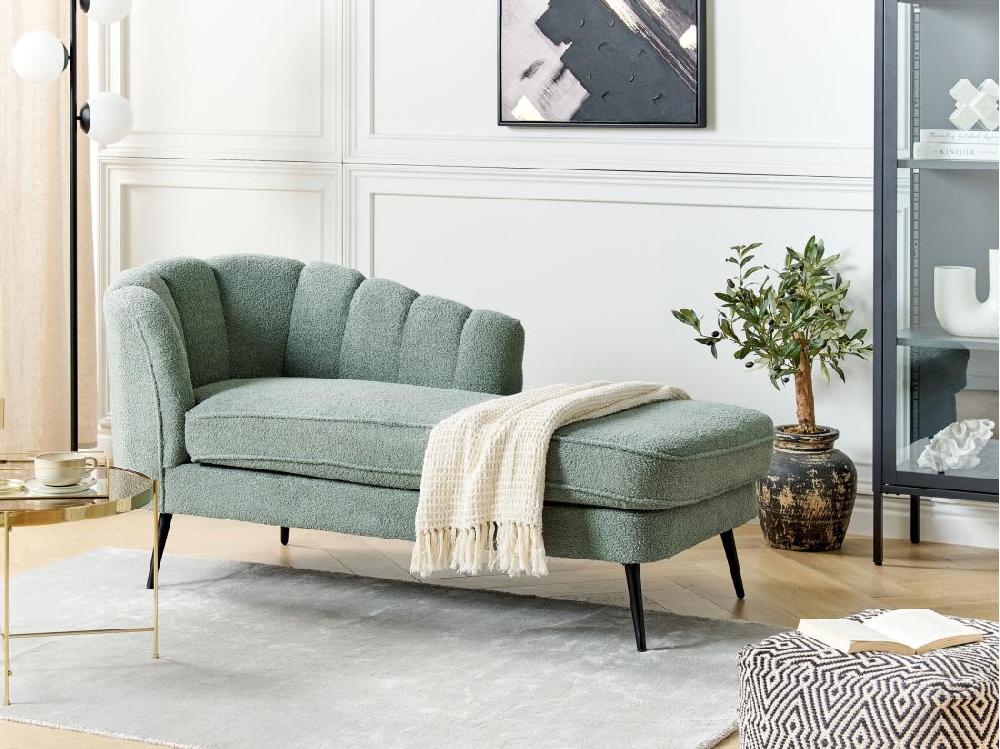 Vente Unique Divan Côté Droite En Bouclé Vert ALLIER