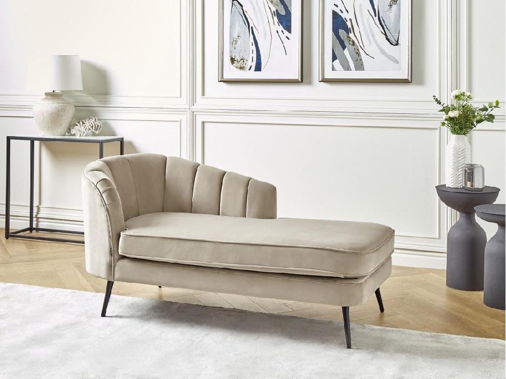 Vente Unique Divan Côté Droite En Velours Beige ALLIER