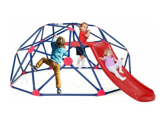 vente unique Dôme d'escalade Enfants avec Toboggan Cage d'escalade avec Coussin en Tissu et velours Charge 180kg Aire de Jeux Extérieure et Intérieure pour Garçons et Filles de 3 à 10 Ans (Rouge)