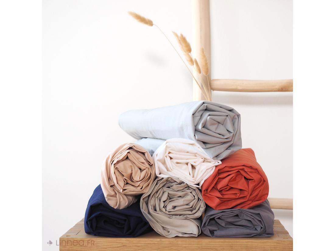 Vente Unique Drap Housse 180x200 Cm Coton Issu De L'agriculture Biologique SILLA Anthracite