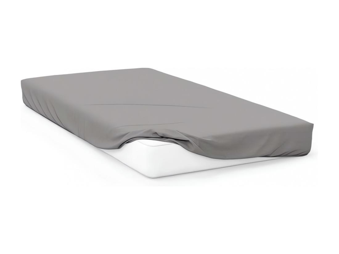 Vente Unique Drap Housse 90x190 Cm En Coton 57 Fils SOLEIL D'OCRE Gris