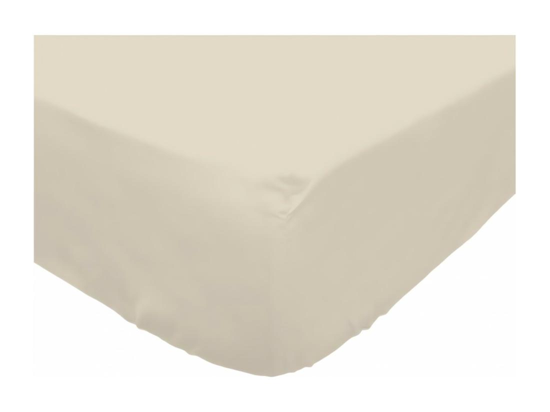 vente unique Drap housse en coton 140x190 cm PERCALE ecru par Soleil d'ocre