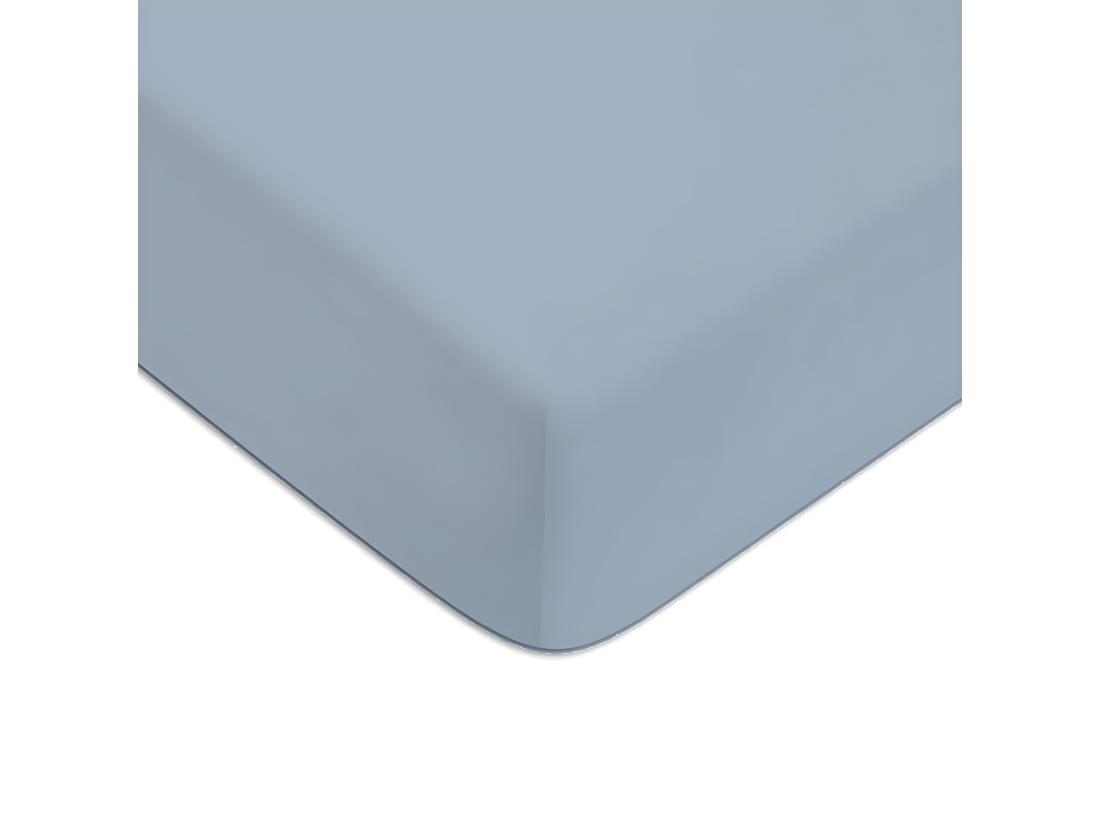 Vente Unique Drap Housse En Coton 57 Fils Uni Bonnet 25cm Nuage 160x200cm