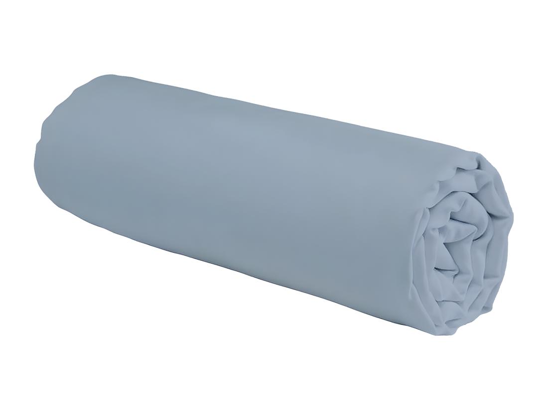 vente unique Drap housse en coton 57 fils uni bonnet 25cm nuage 160x200cm