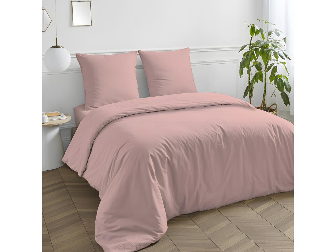 Vente Unique Drap Housse En Coton 57 Fils Uni Bonnet 25cm Rose 180x200cm