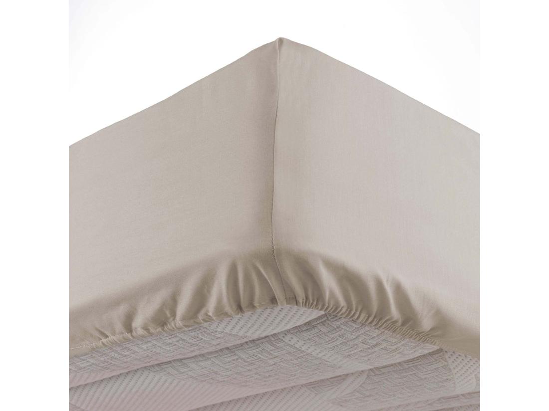 Vente Unique Drap Housse Microfibre "Oscar" 140x190cm Naturel