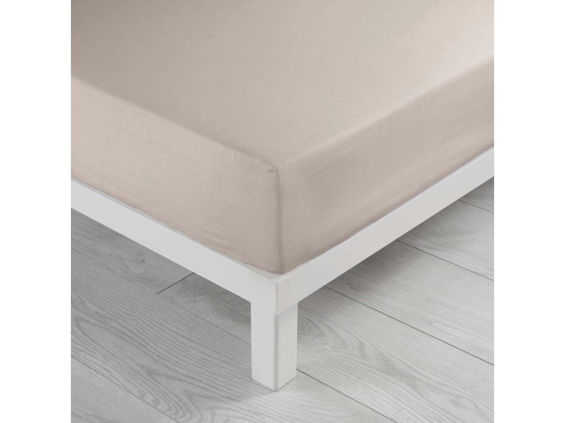 vente unique Drap Housse Microfibre "Oscar" 140x190cm Naturel