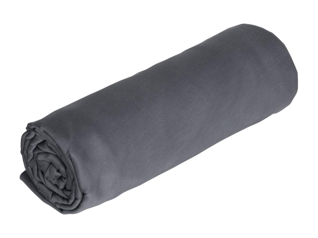 vente unique Drap housse percale de coton 80 fils/cm² - 140 x 190 cm - Bonnet 30 cm - Gris - AGAMI de PALACIO