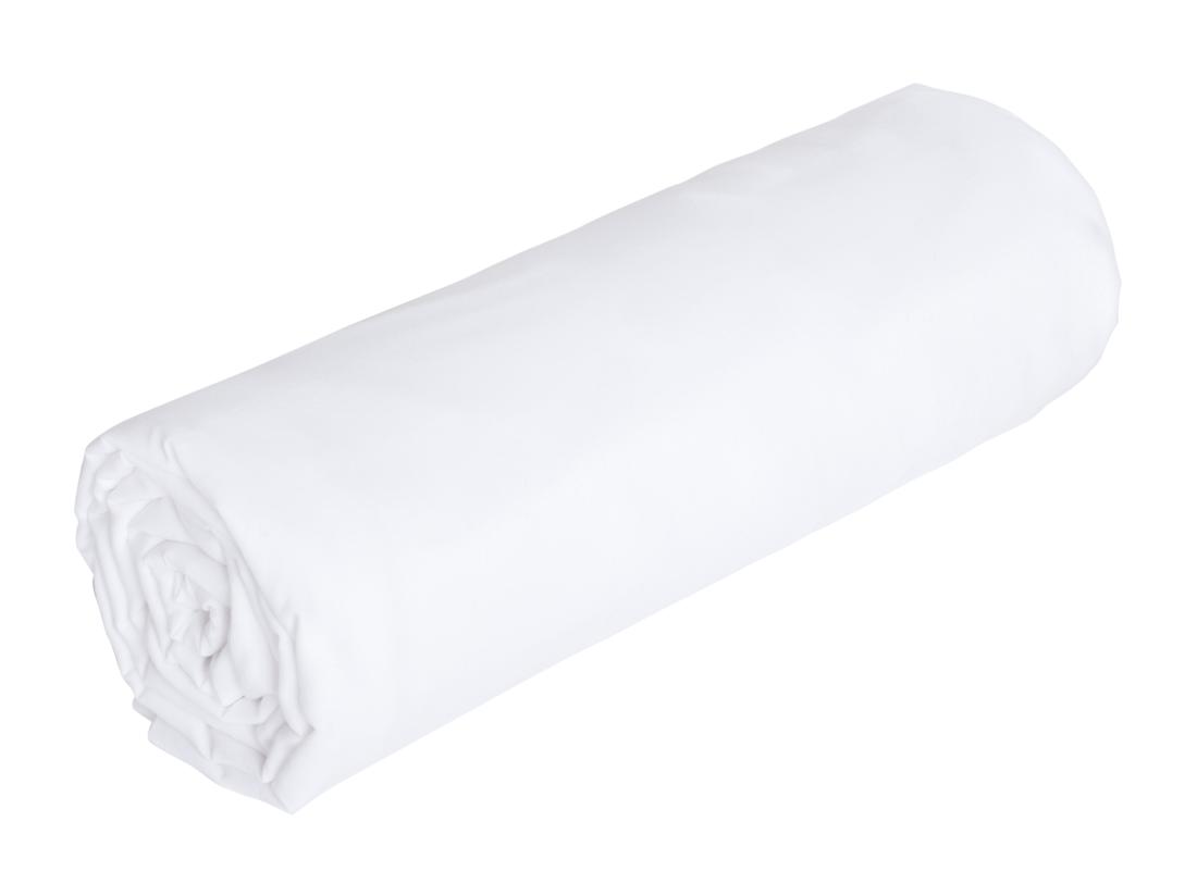 vente unique Drap housse percale de coton 80 fils/cm² - 160 x 200 cm - Bonnet 30 cm - Blanc - CHARMY de PALACIO