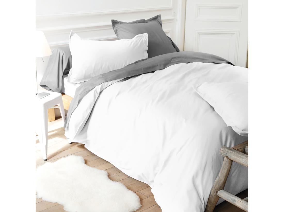 Vente Unique Drap Housse Relaxation Uni 2x90x200 Cm Coton ALTO Blanc TPR Tête Et Pied Relevable