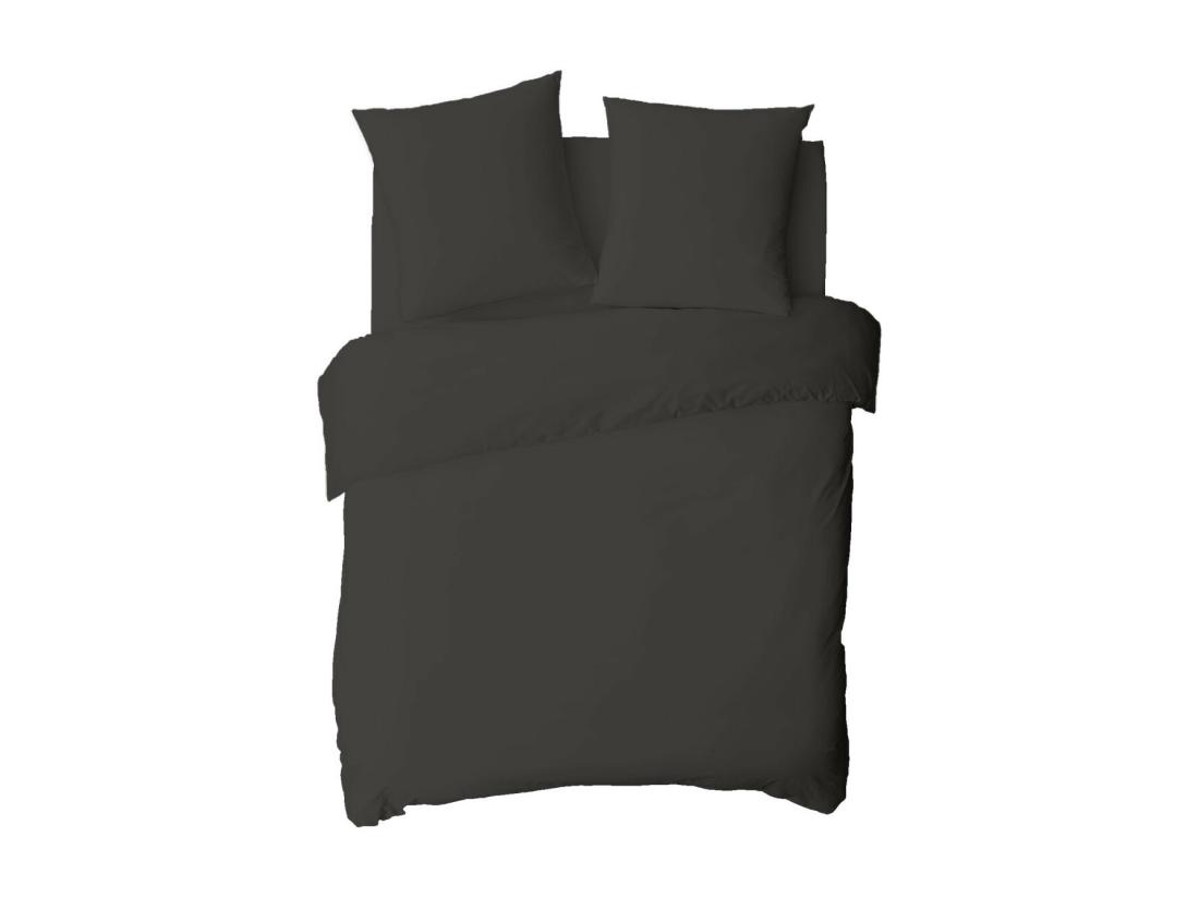 Vente Unique Drap Housse Uni En Coton 57 Fils Anthracite 160x200cm
