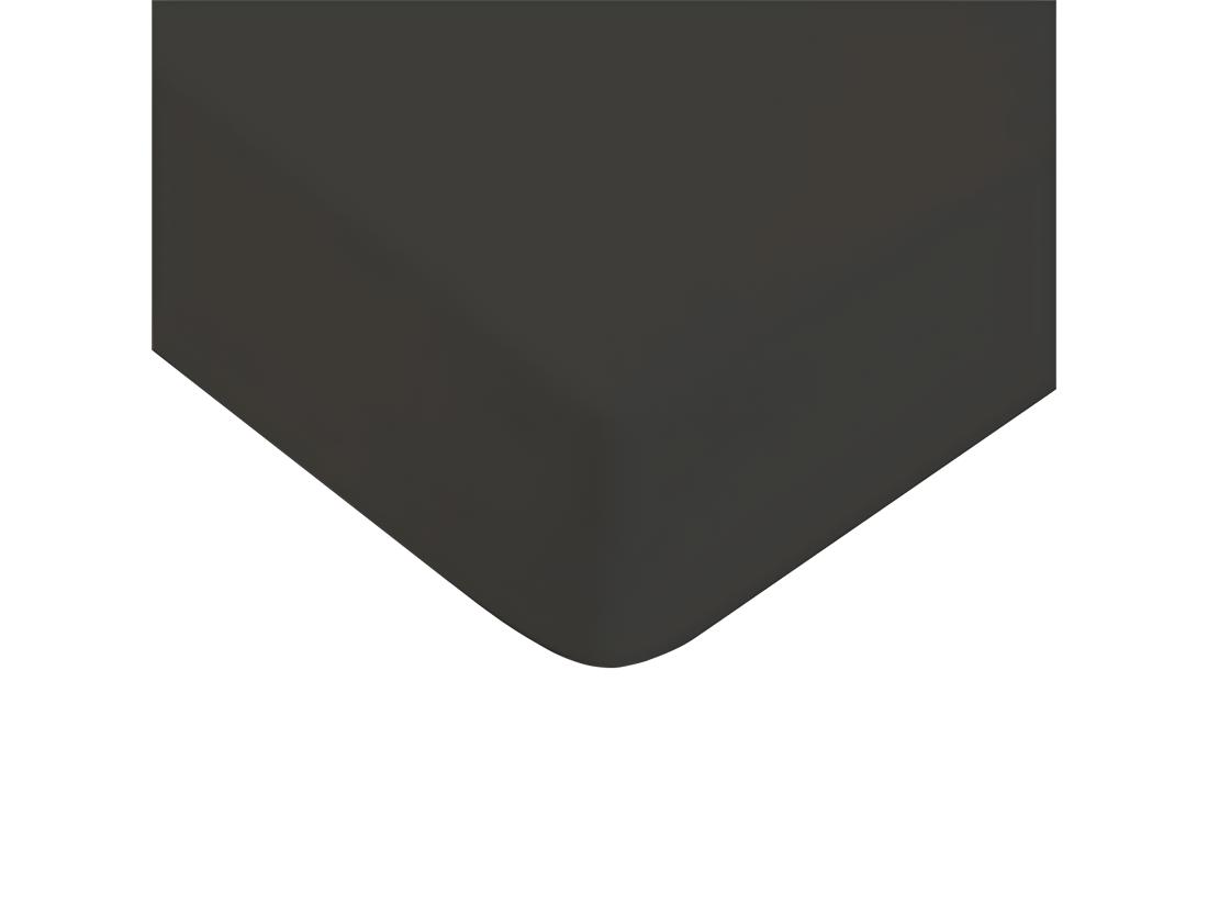 Vente Unique Drap Housse Uni En Coton 57 Fils Anthracite 160x200cm