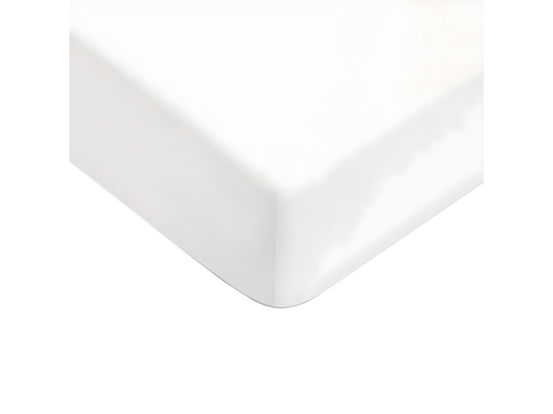 vente unique Drap housse uni en coton 57 fils blanc 90x190cm