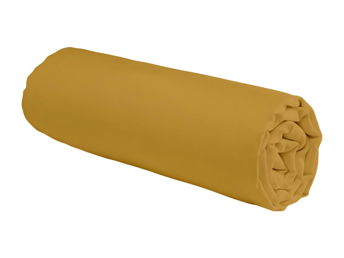 vente unique Drap housse uni en coton 57 fils miel 160x200cm