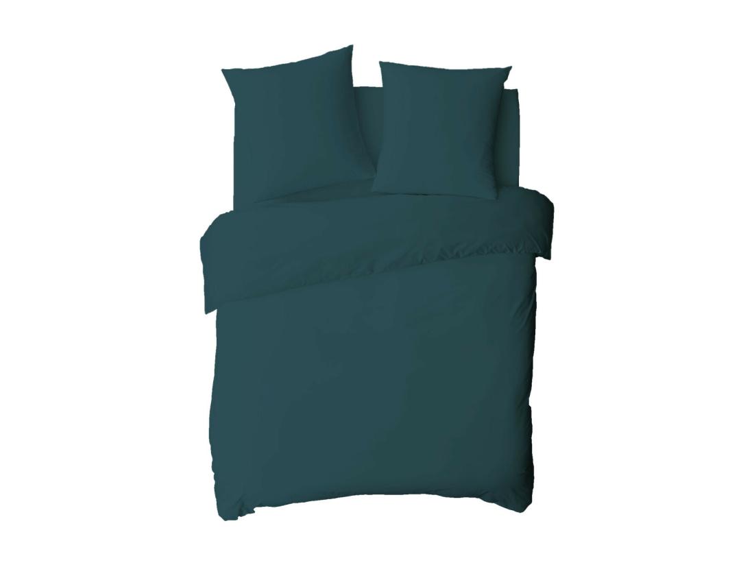 Vente Unique Drap Housse Uni En Coton 57 Fils Pétrole 160x200cm