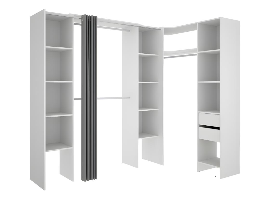 Vente Unique Dressing D'angle Extensible DORIAN - L164/234 Cm - Blanc Et Gris