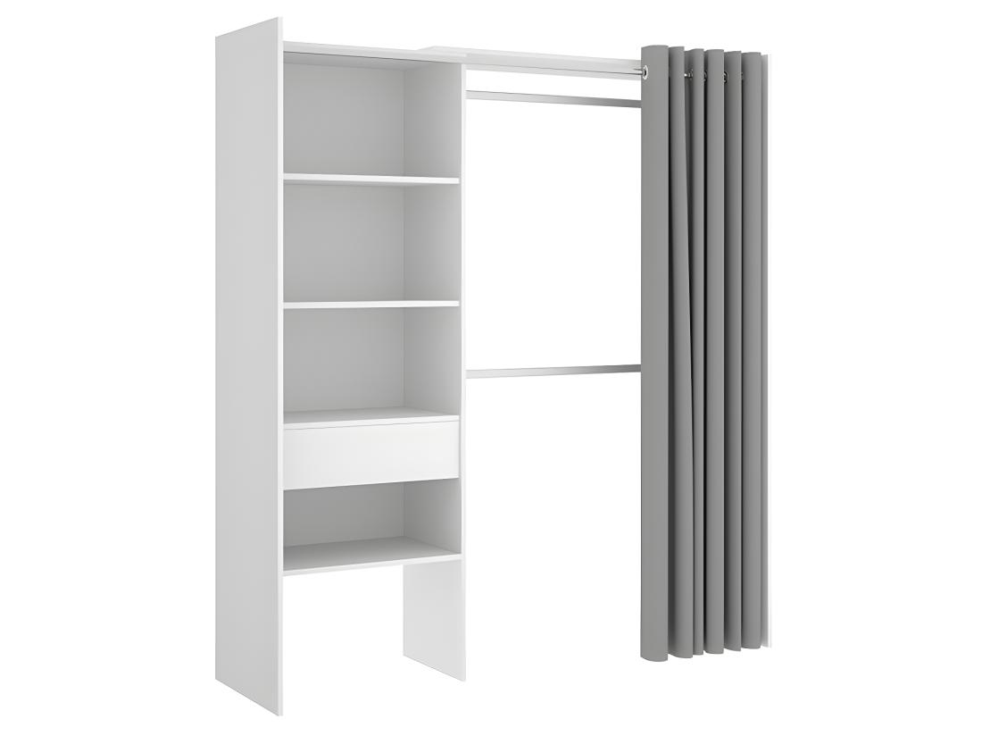 Vente Unique Dressing D'angle Extensible GONTRAN - L164/214 Cm - Blanc Et Gris