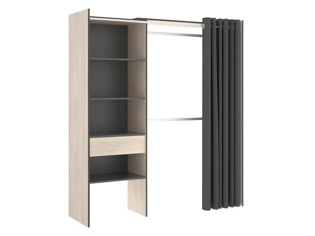 Vente Unique Dressing D'angle Extensible GONTRAN - L164/214 Cm - Chêne Et Anthracite