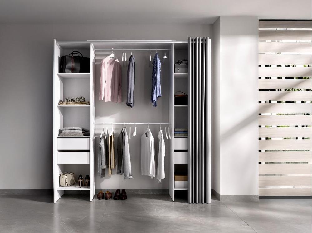 Vente Unique Dressing Extensible Avec Rideau - L110/178 Cm - Blanc - LONAZA