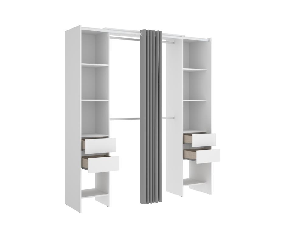 Vente Unique Dressing Extensible Avec Rideau - L110/178 Cm - Blanc - LONAZA