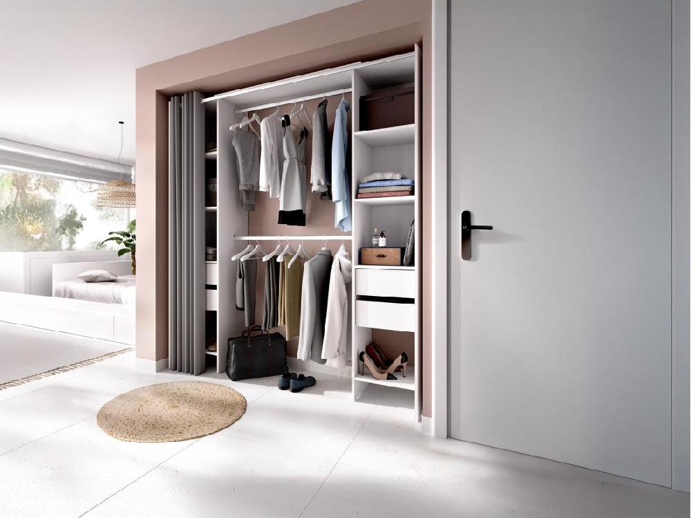 Vente Unique Dressing Extensible Avec Rideau - L110/178 Cm - Blanc - LONAZA