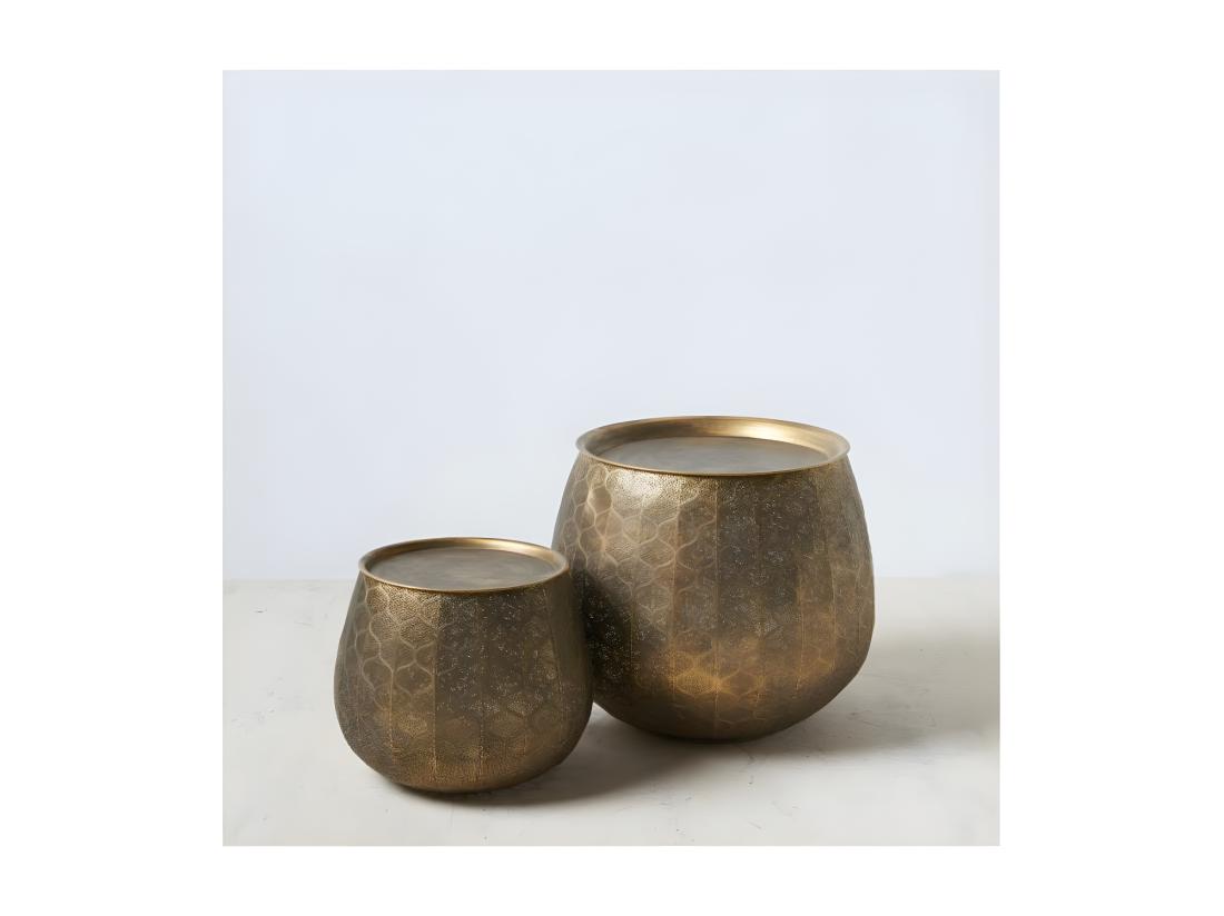 Vente Unique Duo De Tables D'appoint Ronde Doré Métal - ZOSTA