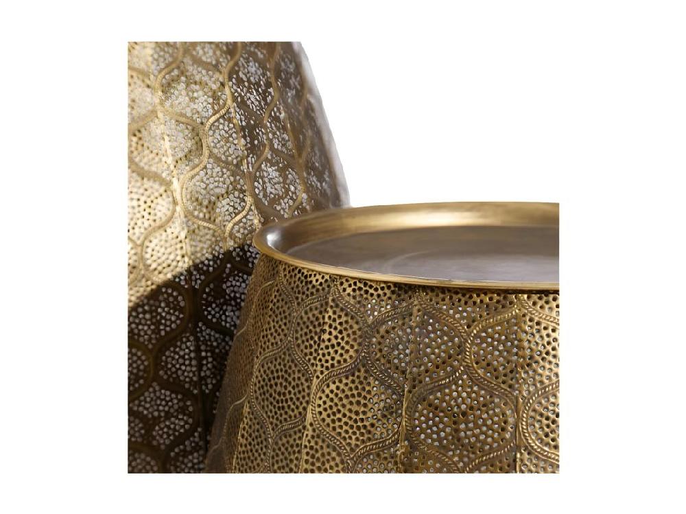 Vente Unique Duo De Tables D'appoint Ronde Doré Métal - ZOSTA