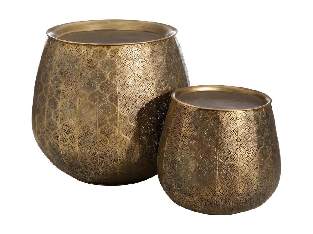 vente unique Duo de tables d'appoint ronde doré Métal - ZOSTA