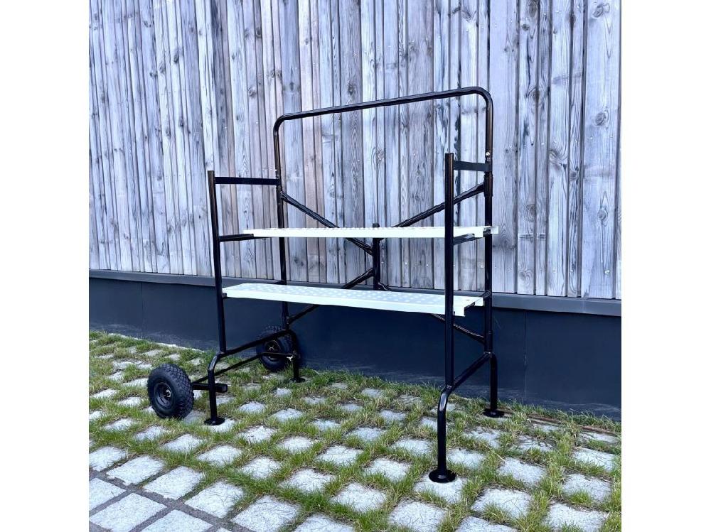 Vente Unique Echafaudage Roulant Et Pliant Sur Deux Niveaux - Mobile. 2 Roues. L140x L78 X H135cm Ouvert. Poids Supporté 150 Kgs