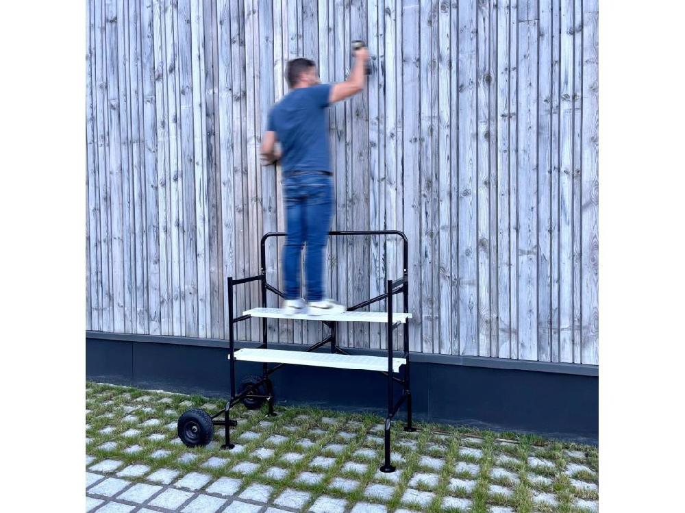 Vente Unique Echafaudage Roulant Et Pliant Sur Deux Niveaux - Mobile. 2 Roues. L140x L78 X H135cm Ouvert. Poids Supporté 150 Kgs