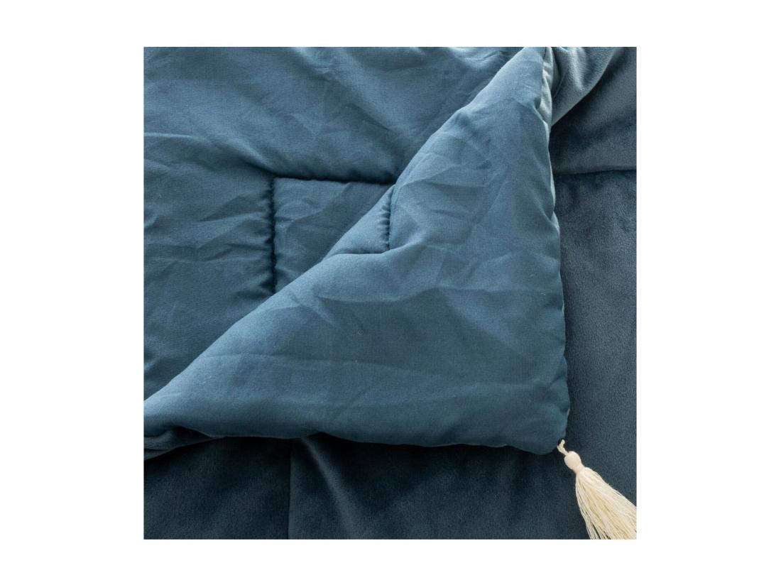 vente unique Edredon couverture en Velours Bleu 80 x 180 cm