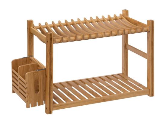 Vente Unique Egouttoir à 2 Niveaux En Bambou - L 53 X P 24 7 X H 33 Cm