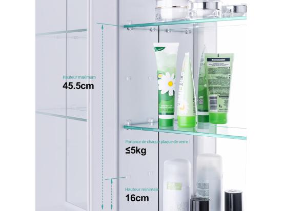 Vente Unique EMKE Armoires De Toilette 75x65cm Blanche Armoire Salle De Bain En Miroir Double Face