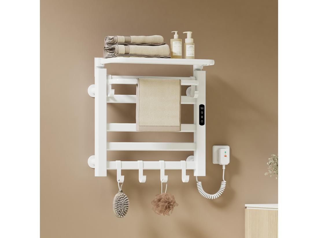 vente unique EMKE Chauffe-serviettes Électrique 50×50cm Thermostat Intelligent WiFi Radiateur de Salle de Bain Électrique Chauffe-serviettes Électrique Blanc
