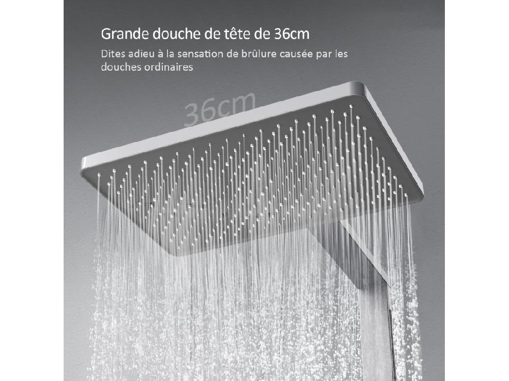 Vente Unique EMKE Colonne De Douche Thermostat Ensemble De Colonne De Douche Avec Plaque Thermostatique De 40 Cm Douchette à Effet Pluie Gris Métal