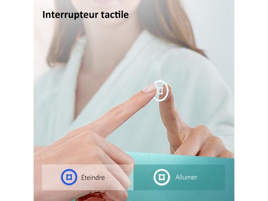 Vente Unique EMKE Miroir Lumineux Salle De Bain 80x60cm Miroir LED Avec Interrupteur Tactile Anti-buée 3x Grossissement Lumière Blanche Froide