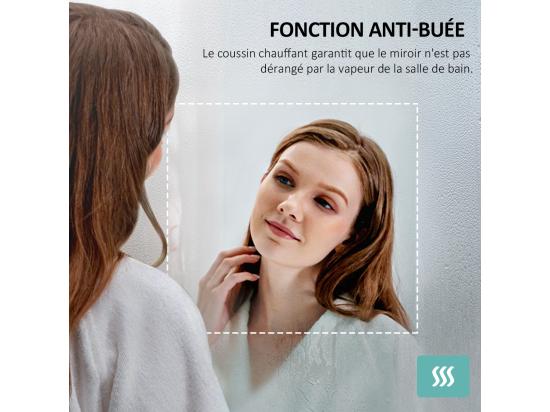 Vente Unique EMKE Miroir Lumineux Salle De Bain 80x60cm Miroir LED Avec Interrupteur Tactile Anti-buée 3x Grossissement Lumière Blanche Froide