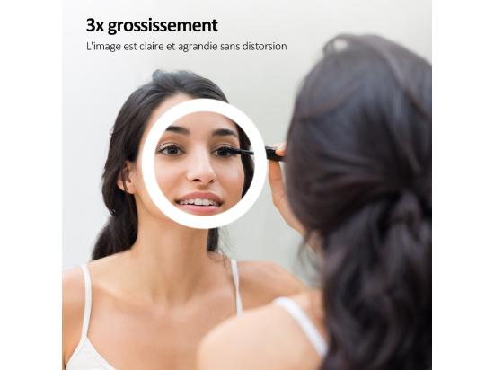 Vente Unique EMKE Miroir Lumineux Salle De Bain 80x60cm Miroir LED Avec Interrupteur Tactile Anti-buée 3x Grossissement Lumière Blanche Froide