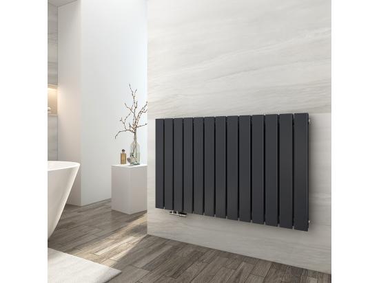 vente unique EMKE Radiateur eau chaude en acier Tube Plat Radiateur Mural Anthracite 63x100cm 1343W Double Couche