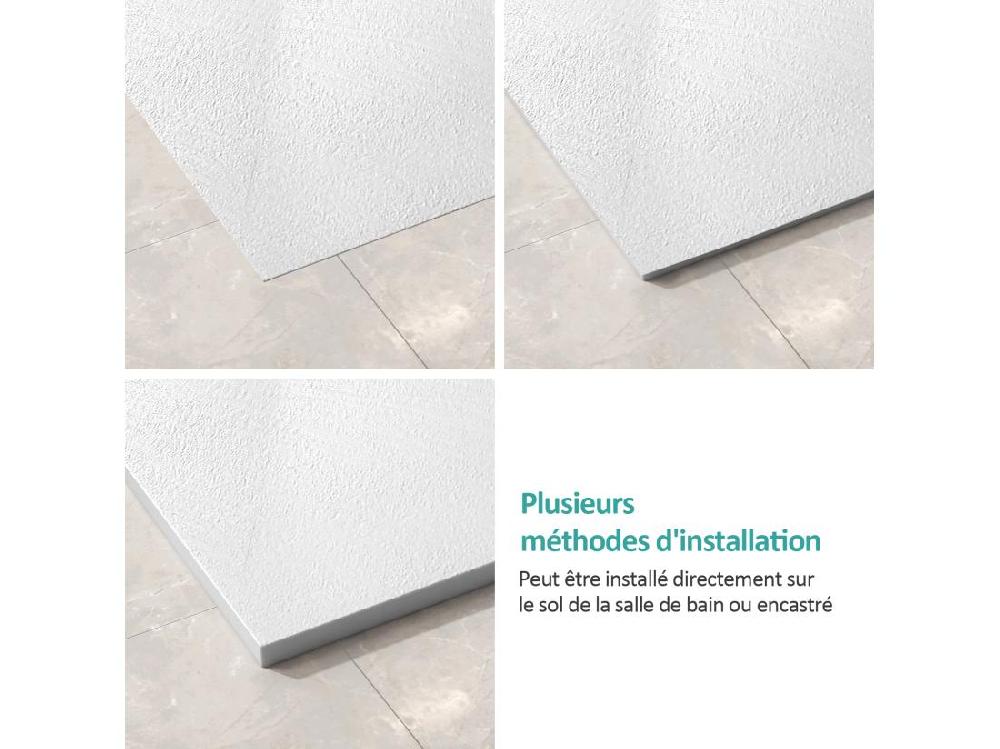 Vente Unique EMKE Receveur De Douche Receveur De Douche Plat Antidérapant SMC Receveur De Douche à Découper 90x90cm