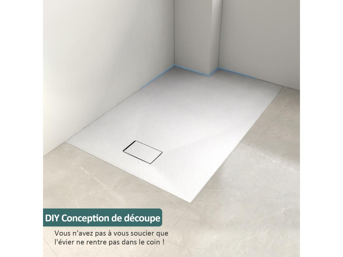Vente Unique EMKE Receveur De Douche Receveur De Douche Plat Antidérapant SMC Receveur De Douche à Découper 90x90cm
